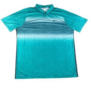 Tiger Woods Collection Golf Polo Mens XL Green/Blue Lightweight Activewear